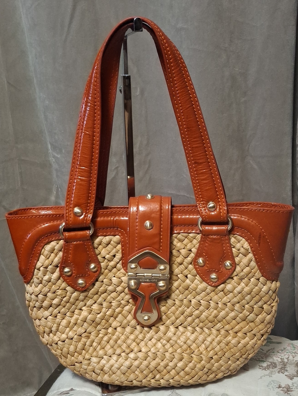 Michael Kors Woven Santorini Straw Raffia Tote Bag